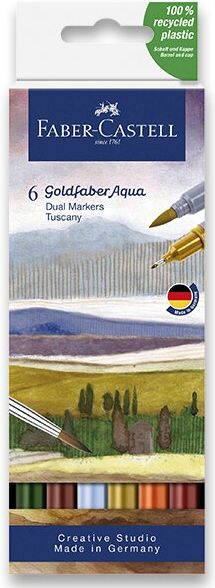 Faber-Castell Popisovač Goldfaber Aqua Dual Marker Tuscany sada, 6 ks 164521 - obrázek 1