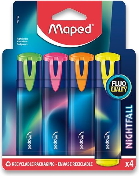 Maped Zvýrazňovač Fluo Peps Nightfall 4 barvy 740700 40700 - obrázek 1