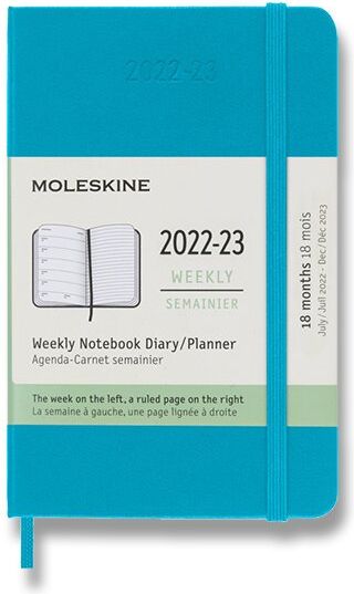 Moleskine 18měsíční diář 2022-23 - tvrdé desky tyrkysově modrý týdenní A6 - obrázek 1