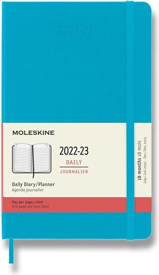 Moleskine 18měsíční diář 2022-23 - tvrdé desky L, denní, tyrkysově modrý A5 - obrázek 1