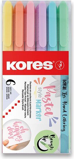 Kores 21462 Fixy Style Brush Marker Pastel, 6 ks - obrázek 1