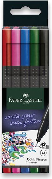 Faber-Castell Fineliner Grip 5 ks, základní barvy 151604 - obrázek 1