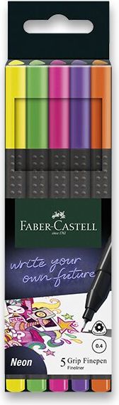 Faber-Castell Fineliner Grip 5 ks, neon 151603 - obrázek 1