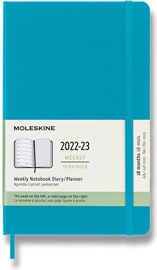 Moleskine 18měsíční diář 2022-23 - tvrdé desky tyrkysově modrý A5 - obrázek 1