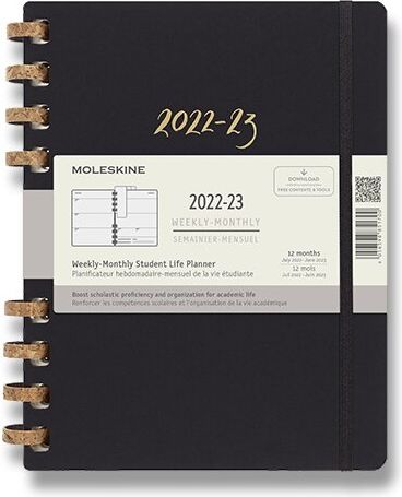 Moleskine Diář Spiral Academic 2022-23, tvrdé desky B5, měsíční/ , černý - obrázek 1