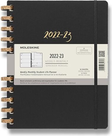 Moleskine Diář Spiral Academic 2022-23, tvrdé desky A4, měsíční/ , černý - obrázek 1