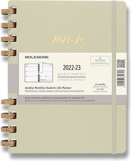 Moleskine Diář Spiral Academic 2022-23, tvrdé desky B5, měsíční/ , světle zelený - obrázek 1