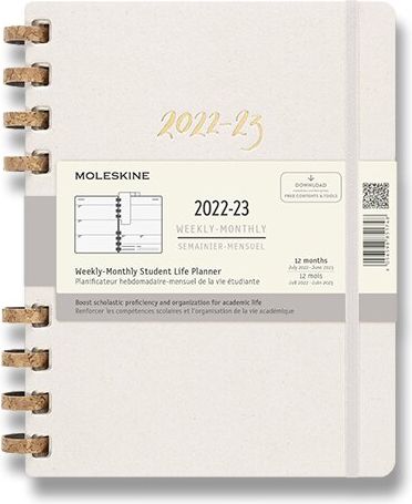 Moleskine Diář Spiral Academic 2022-23, tvrdé desky B5, měsíční/ , světle šedý - obrázek 1