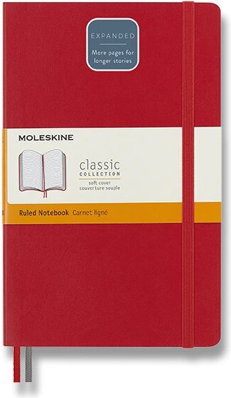 Moleskine Zápisník Expanded - měkké desky červený A5  linkovaný - obrázek 1