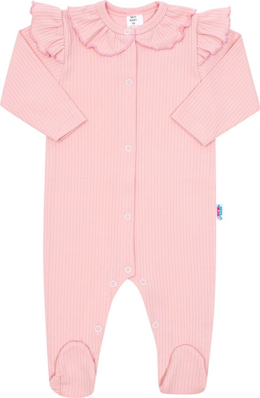 Kojenecký bavlněný overal New Baby Stripes růžový - obrázek 1