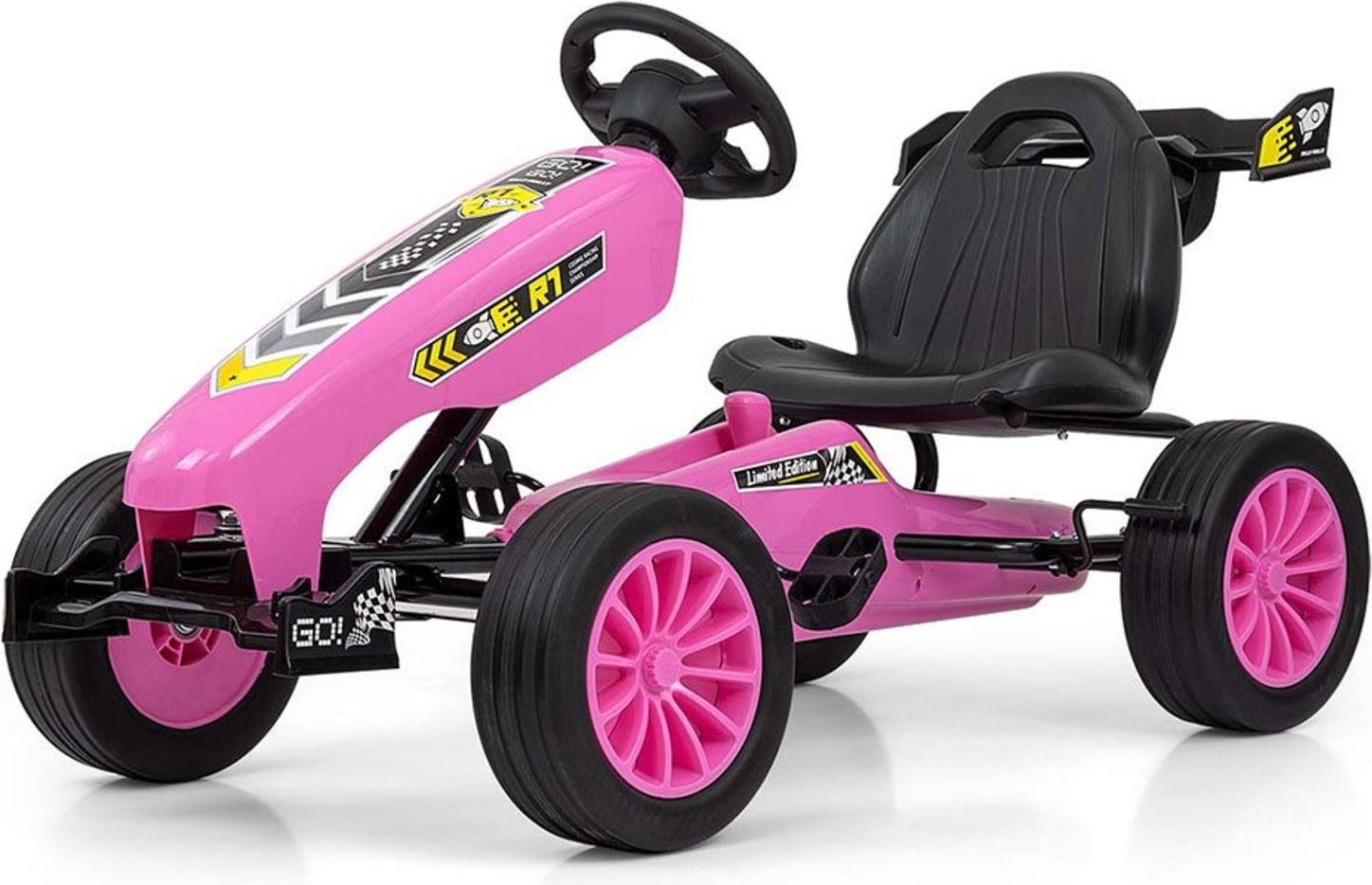 Dětská šlapací motokára Go-kart Milly Mally Rocket růžová - obrázek 1