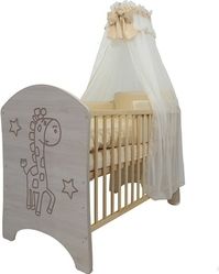 Dětská postýlka dřevěná - ŽIRAFKA A HVĚZDY přírodní - BabyBoo - obrázek 2