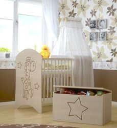 Dětská postýlka dřevěná - ŽIRAFKA A HVĚZDY přírodní - BabyBoo - obrázek 3