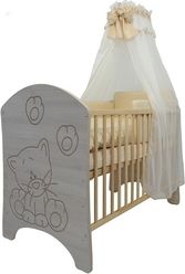 Dětská postýlka dřevěná - KOČIČKA A ŤAPKY přírodní - BabyBoo - obrázek 2