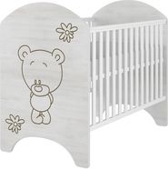 Dětská postýlka dřevěná - MEDVÍDEK A KVĚTINKA přírodní - BabyBoo - obrázek 1