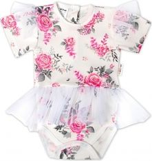 Body krátký rukáv s tylovou sukýnkou - NEW ROSES smetanové - vel.68 - obrázek 1