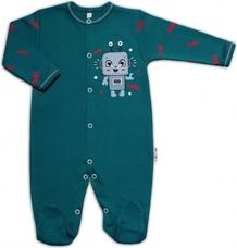 Overal kojenecký bavlna -  LITTLE ROBOT tmavá mořská zelená - vel.56 - obrázek 1