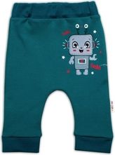 Tepláčky dětské bavlna - LITTLE ROBOT tmavá mořská zelená - vel.68 - obrázek 1