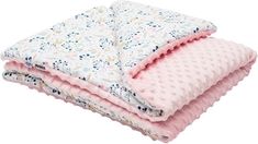 Deka dětská s výplní NewBaby - JEŘABINY na bílém/Minky růžová - 80x102cm - obrázek 1
