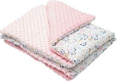 Deka dětská s výplní NewBaby - JEŘABINY na bílém/Minky růžová - 80x102cm - obrázek 2