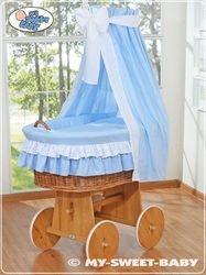 Koš proutěný přírodní s NEBESY a výbavou - KANÝRKY modrý  - My Sweet Baby - obrázek 1