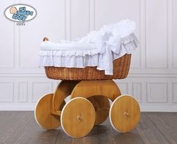Koš proutěný přírodní - LILY s bílou krajkovou výbavou - My Sweet Baby - obrázek 2