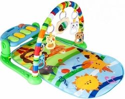 Deka hrací s piankem a hrazdičkou - ŽIRAFKA  A ZVÍŘÁTKA zeleno-modrá - Tulimi - obrázek 2