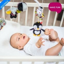 Kolotoč na postýlku plyšový hrající - ZVÍŘÁTKA žluto-černá - BabyOno - obrázek 3