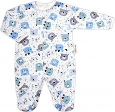 Overal kojenecký bavlna - NEW TEDDY s modrou - vel.62 - obrázek 1