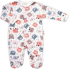 Overal kojenecký bavlna - NEW TEDDY s růžovou - vel.56 - obrázek 1