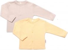 Kabátek kojenecký bavlna sada 2ks - BASIC PASTEL béžový a žlutý - vel.56 - obrázek 1