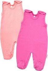 Dupačky kojenecké bavlna sada 2ks - BASIC PASTEL růžové a meruňkové - vel.56 - obrázek 1