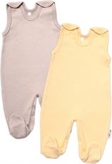 Dupačky kojenecké bavlna sada 2ks - BASIC PASTEL béžové a žluté - vel.56 - obrázek 1