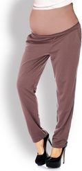 Těhotenské kalhoty/Tepláky s vysokým pásem - ROVNÉ NOHAVICE cappuccino - BeMaaMaa   velikost L/XL - obrázek 2