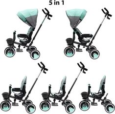Dětská tříkolka multifunční 5v1 - RELAX 360° modrá - BabyMix - obrázek 2