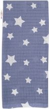 Plena bavlna potisk TETRA PREMIUM - HVĚZDY bílé na modré jeans - 70x80cm - obrázek 1