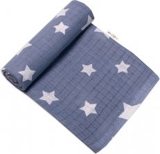 Plena bavlna potisk TETRA PREMIUM - HVĚZDY bílé na modré jeans - 70x80cm - obrázek 2