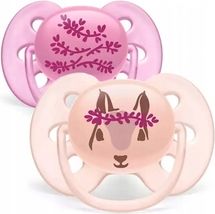 Dudlík silikonový plochý Avent 2ks - GIRL růžová/lososová - 6-18měs. - obrázek 2