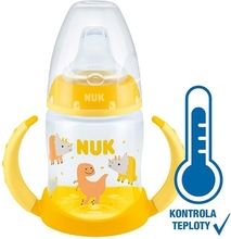 Kojenecká lahev s pítkem na učení 150ml - KONTROLA TEPLOTY žlutá - Nuk - obrázek 1