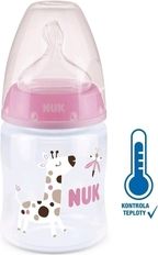 Kojenecká lahev plastová s kontrolou teploty 150ml - FIRST CHOICE růžová - Nuk - obrázek 1
