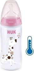 Kojenecká lahev plastová s kontrolou teploty 300ml - FIRST CHOICE růžová - Nuk - obrázek 1
