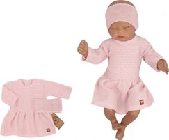 Kojenecké pletené šatičky s čelenkou - BABY LADY růžové - vel.62 - obrázek 1