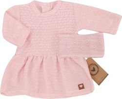 Kojenecké pletené šatičky s čelenkou - BABY LADY růžové - vel.62 - obrázek 2