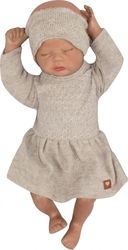 Kojenecké pletené šatičky s čelenkou - BABY LADY béžové - vel.80 - obrázek 3