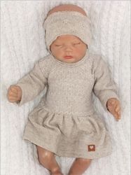 Kojenecké pletené šatičky s čelenkou - BABY LADY béžové - vel.80 - obrázek 4