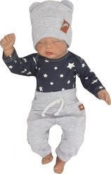 Kojenecká souprava 2-dílná tepláčky a body - STAR šedo-granátová - vel.80 - obrázek 3