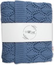 Luxusní háčkovaná bavlněná dečka - LOVE modrá jeans - BabyNellys - obrázek 3