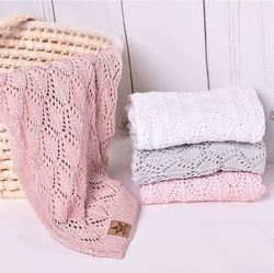 Luxusní háčkovaná bavlněná dečka - LOVE pudrově růžová - BabyNellys - obrázek 1