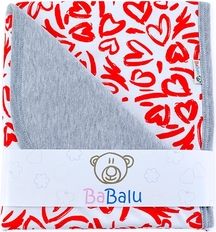 Oboustranná bavlněná deka - SRDÍČKA červená se šedou - Babalu - obrázek 1