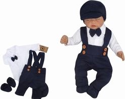 Pletená soupravička 5-dílná s motýlkem - ELEGANT BOY granátová - vel.56 - obrázek 1